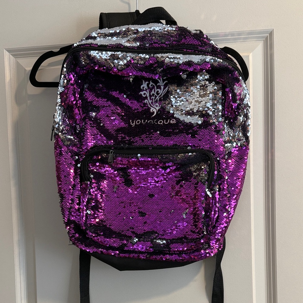 Younique Sparkling Purple and Silver Backpack